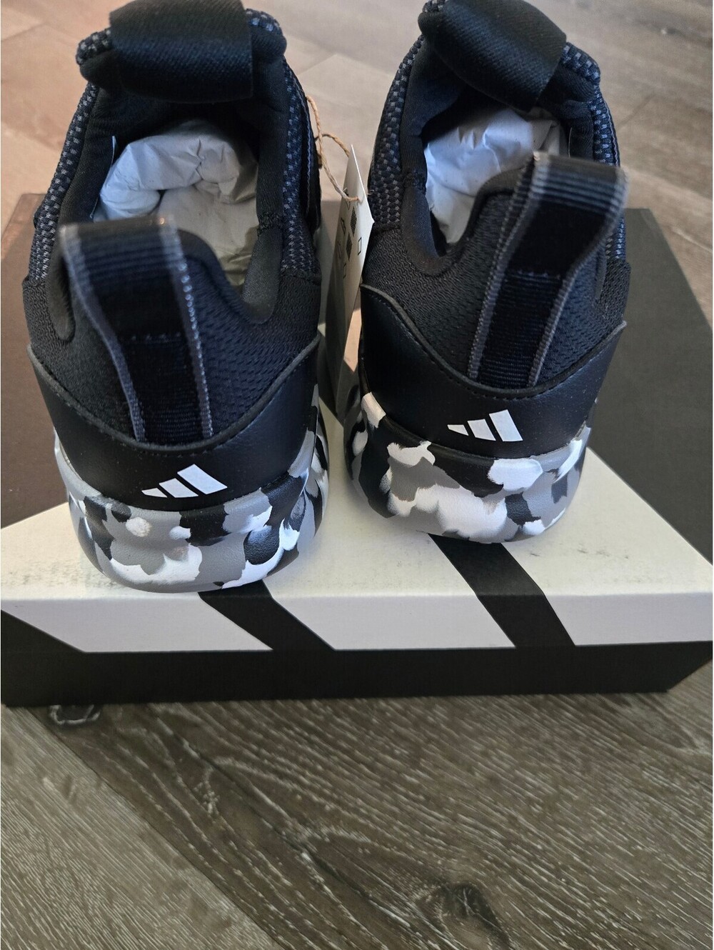 adidas Lite Racer Adapt 7.0 K IE6383 Kids Size 5 Black Camo Cloudfoam NWT - Picture 4 of 7